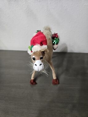 Annalee Brown Camel with Red Santa Hat and Bows